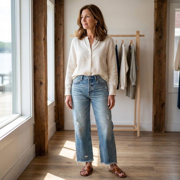 Marianne | Retro Cropped Straight Jeans