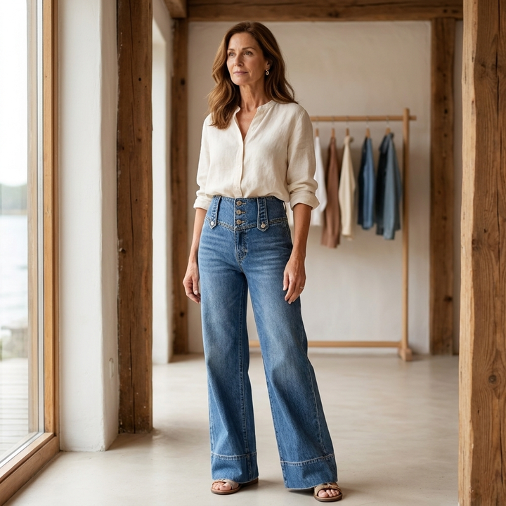 Loretta | High-Waist Slit Jeans
