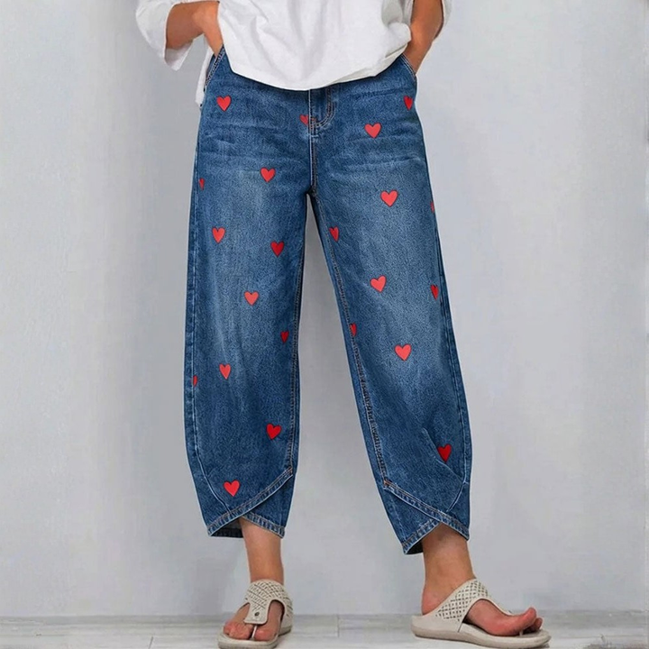 Katherine | Heart Print Ankle Jeans