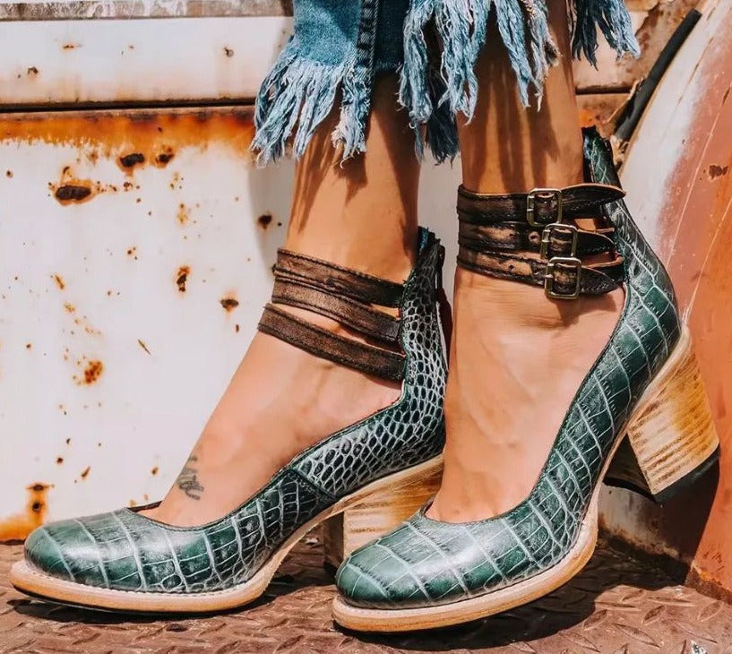 Annabel | Buckle Strap Block Heel