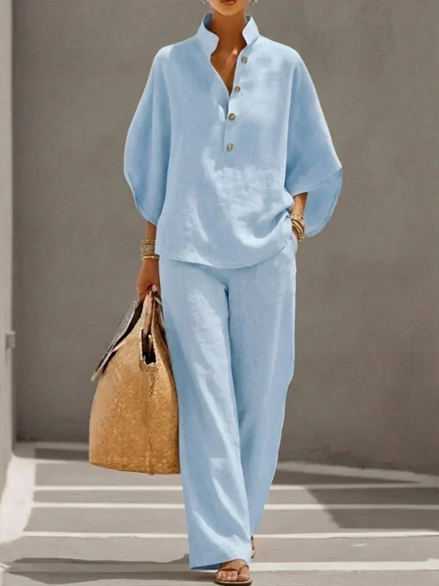 Rowena | Two-Piece Set with Batwing Sleeves and Wide Pants
