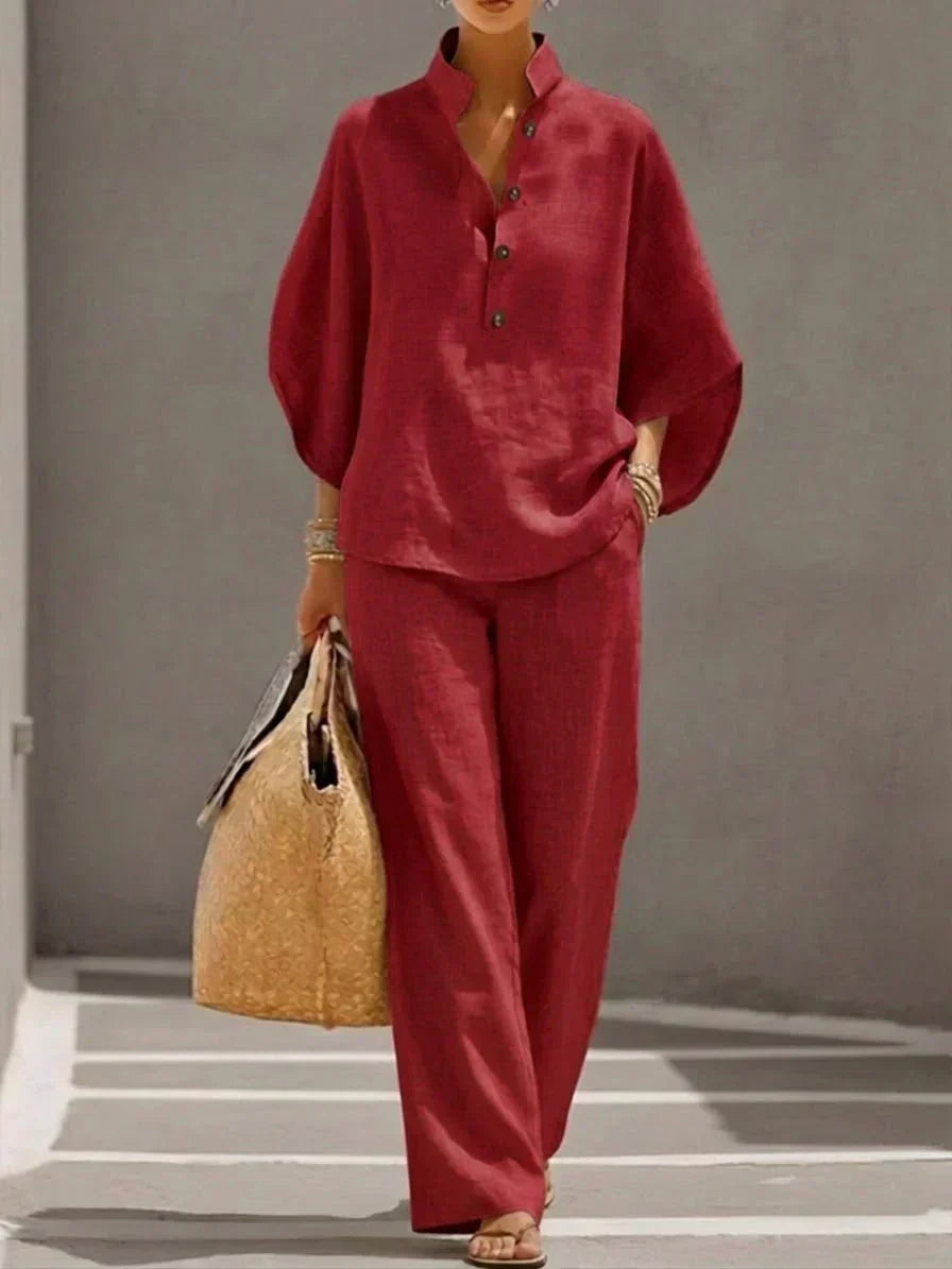 Rowena | Two-Piece Set with Batwing Sleeves and Wide Pants