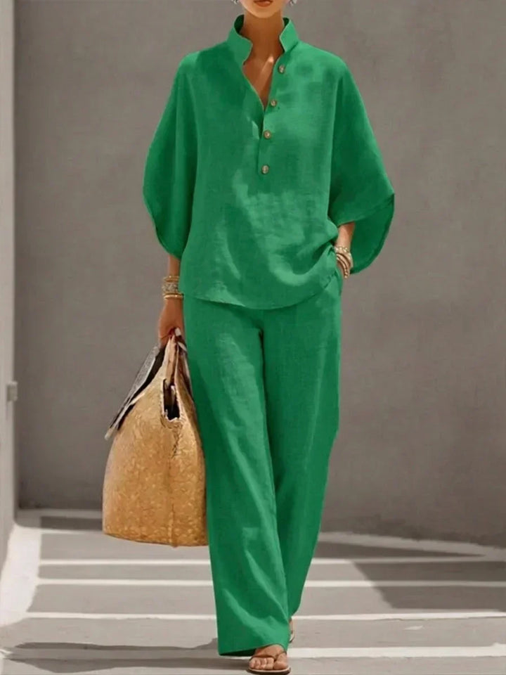 Rowena | Two-Piece Set with Batwing Sleeves and Wide Pants
