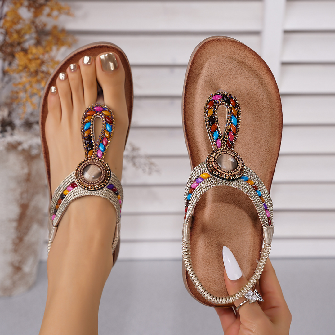 Rosalie beaded sandals in Gold