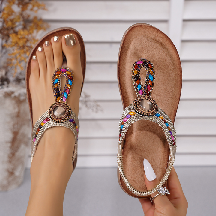 Rosalie beaded sandals in Gold