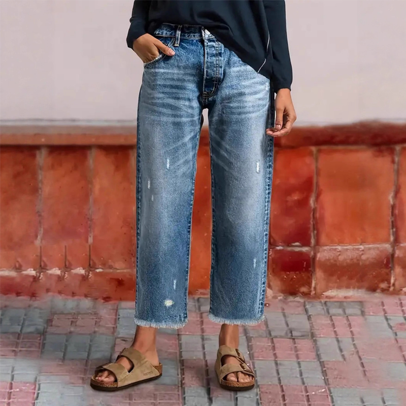 Annie | Retro Cropped Straight Jeans
