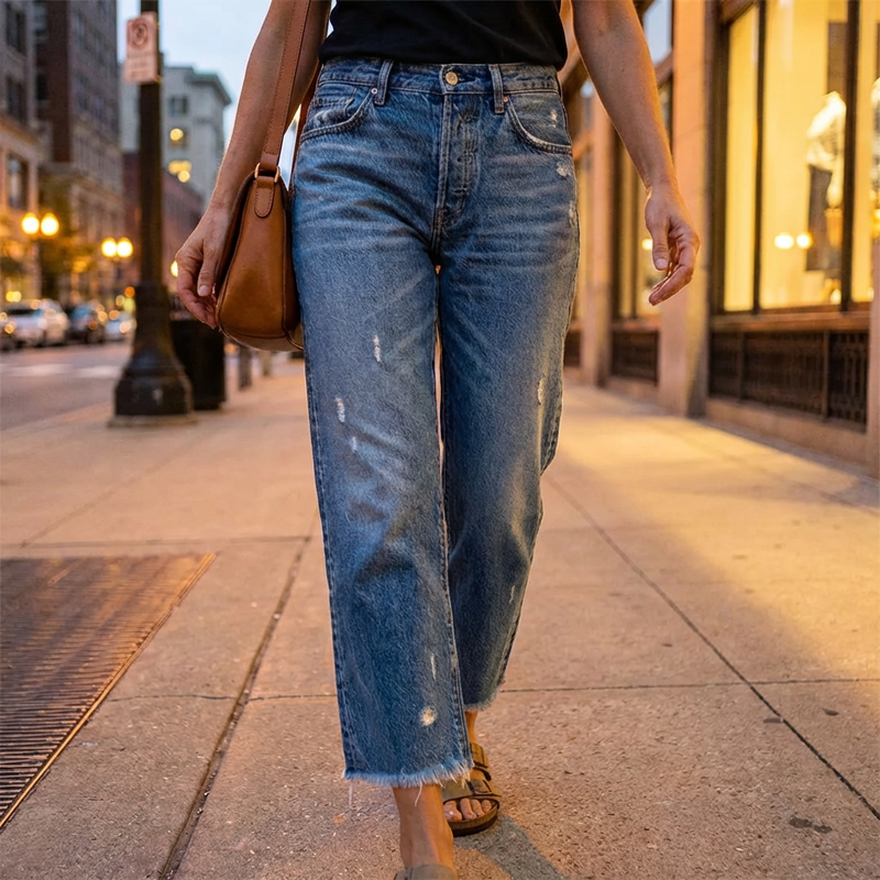 Annie | Retro Cropped Straight Jeans