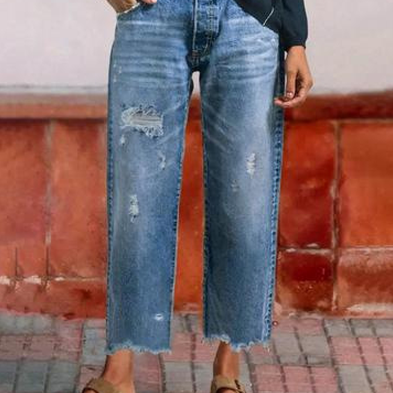 Annie | Retro Cropped Straight Jeans