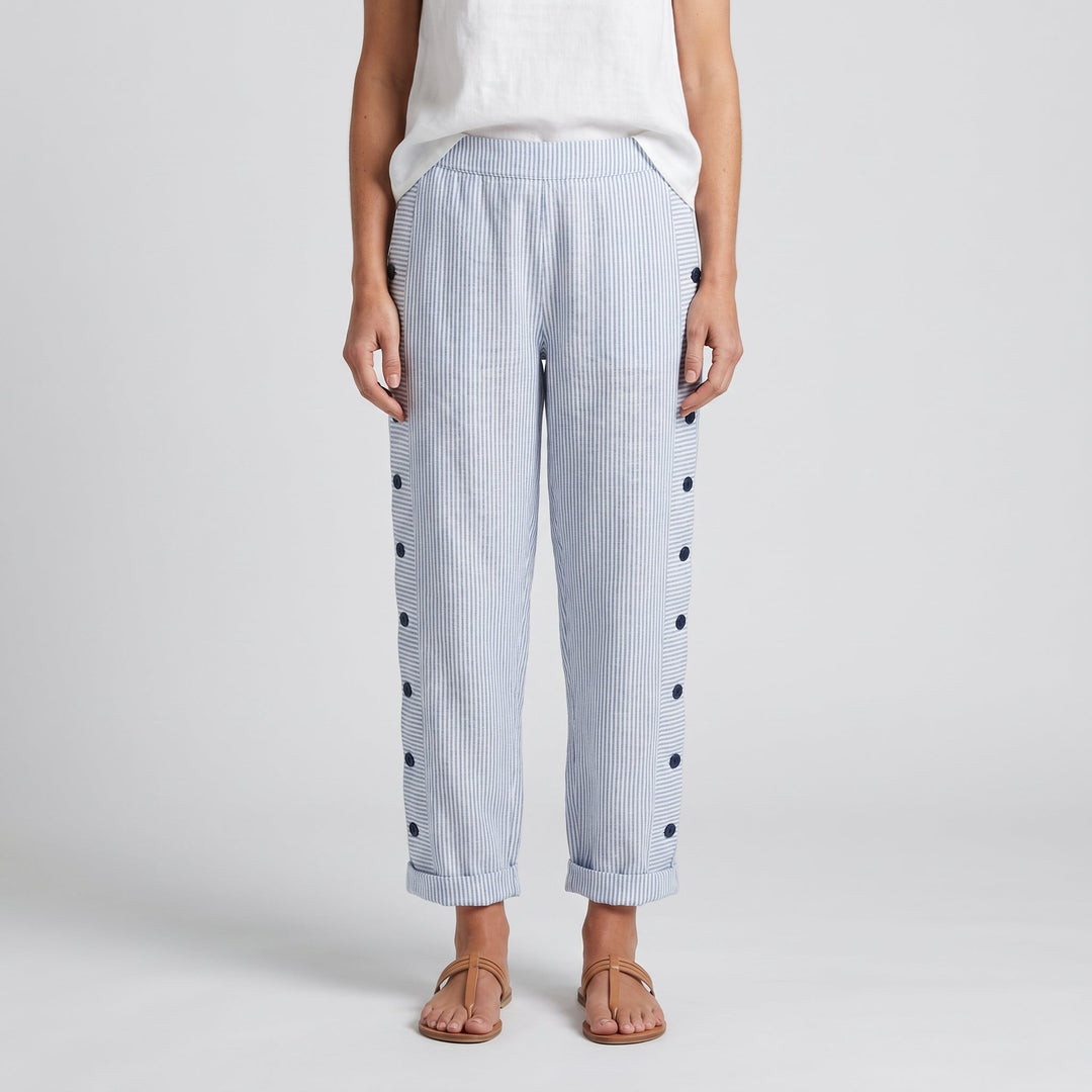 Gigi | Striped Panel Button Trousers