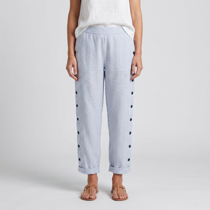 Gigi | Striped Panel Button Trousers