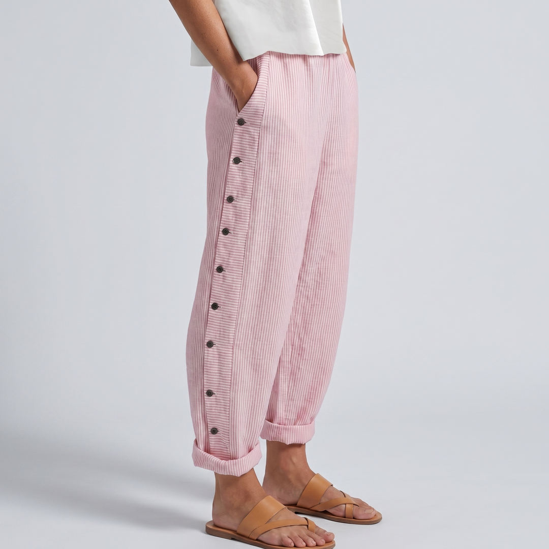 Gigi | Striped Panel Button Trousers