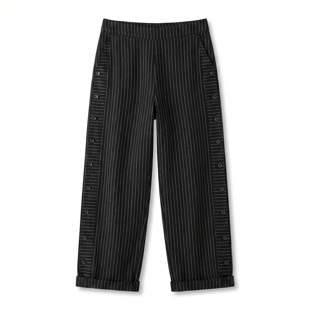 Gigi | Striped Panel Button Trousers
