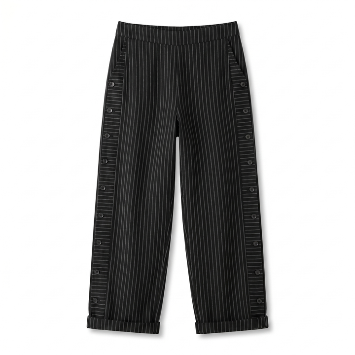 Gigi | Striped Panel Button Trousers
