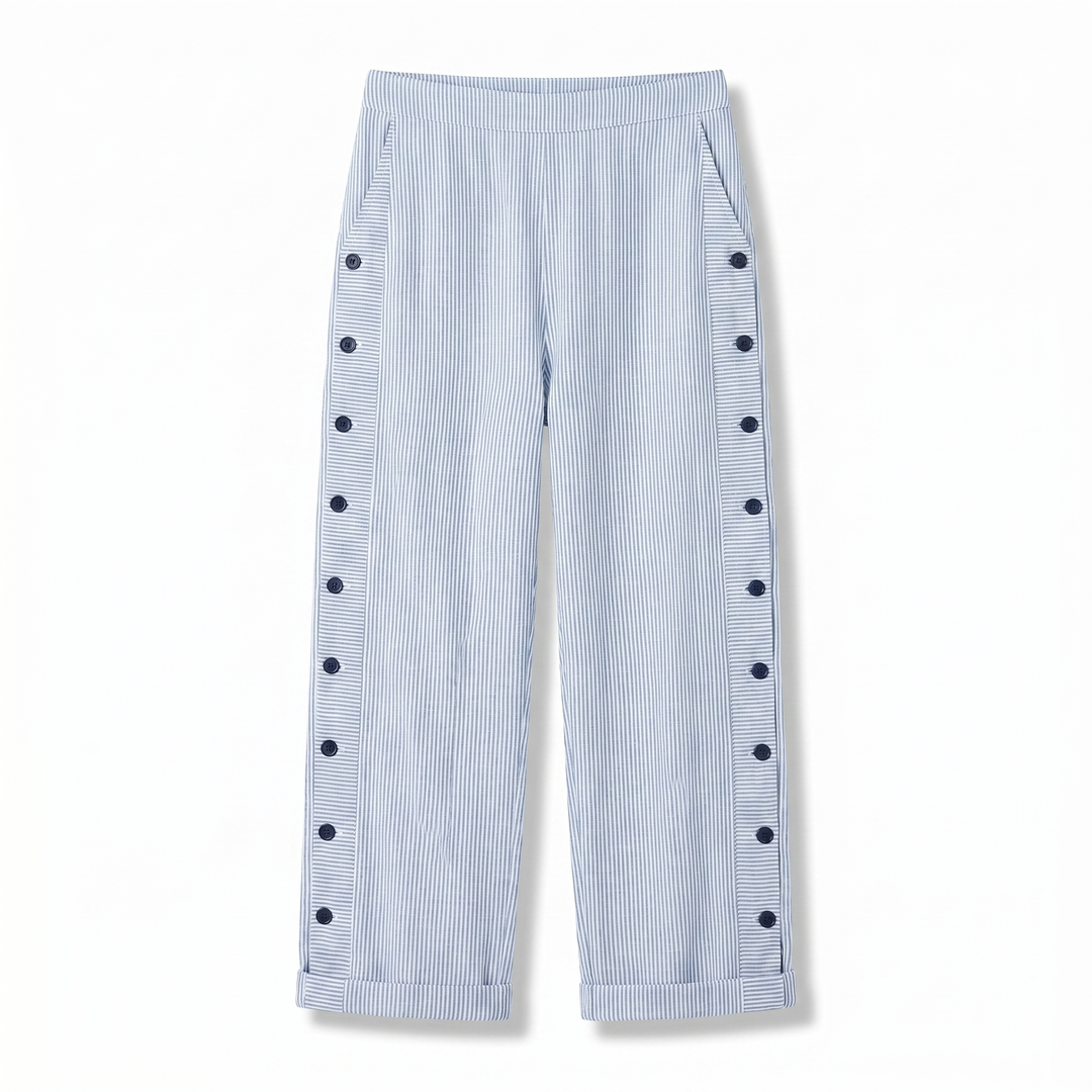 Gigi | Striped Panel Button Trousers
