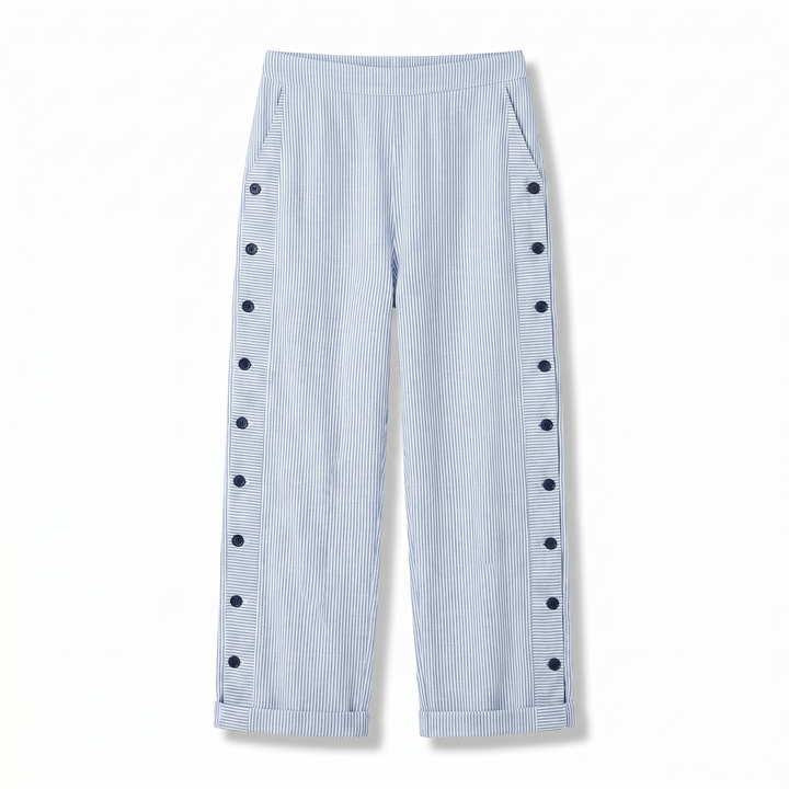 Gigi | Striped Panel Button Trousers