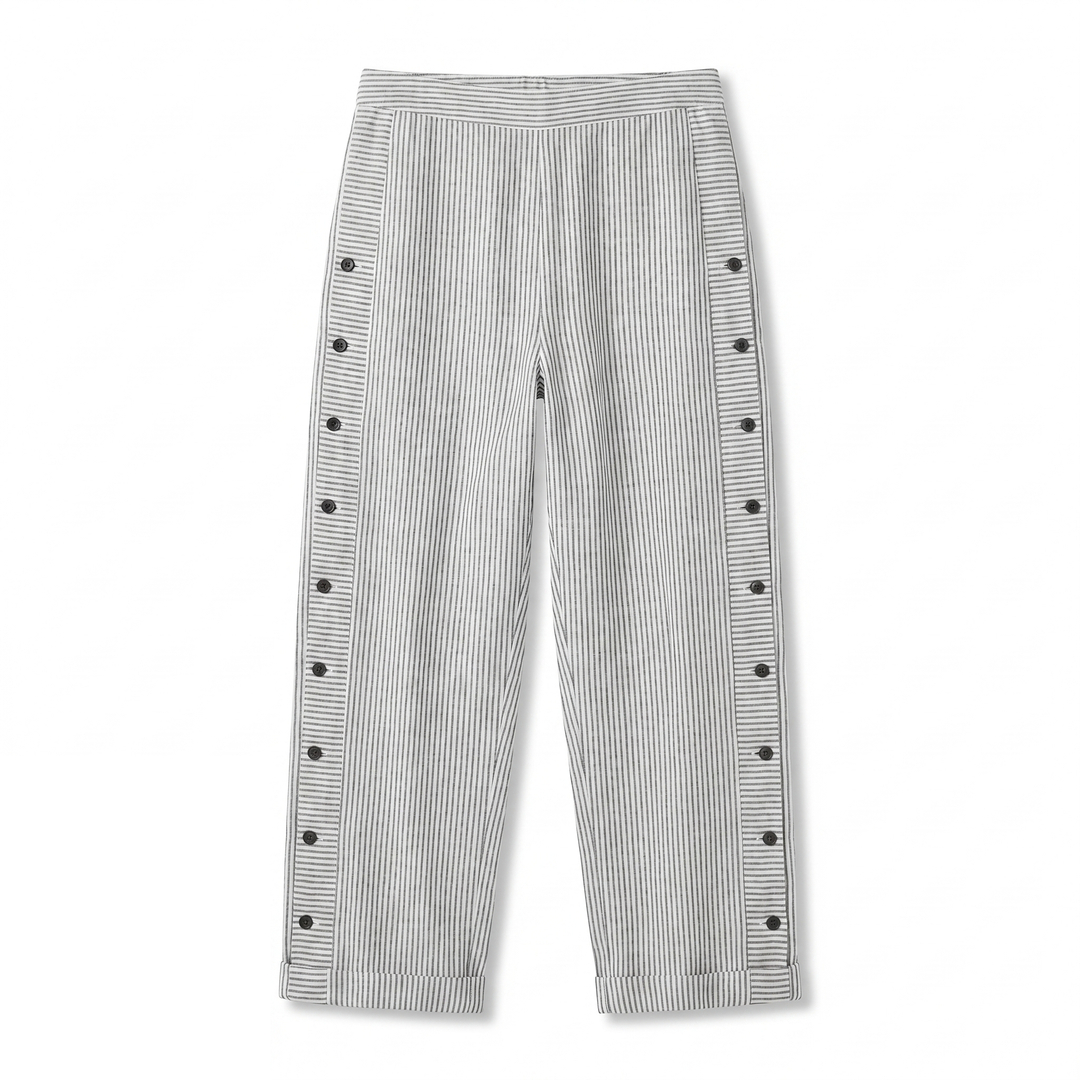 Gigi | Striped Panel Button Trousers