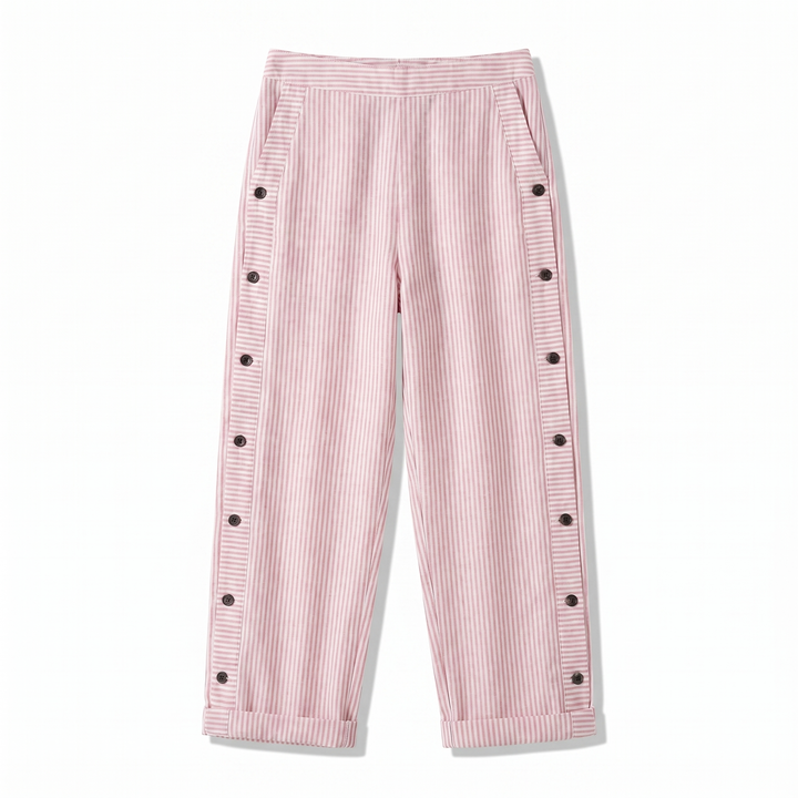 Gigi | Striped Panel Button Trousers
